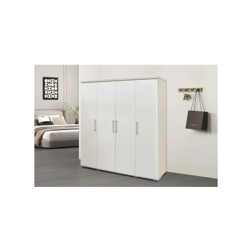 Armadio TOM 4 porte - Bianco - L160 x H183 cm - Guardaroba integrato