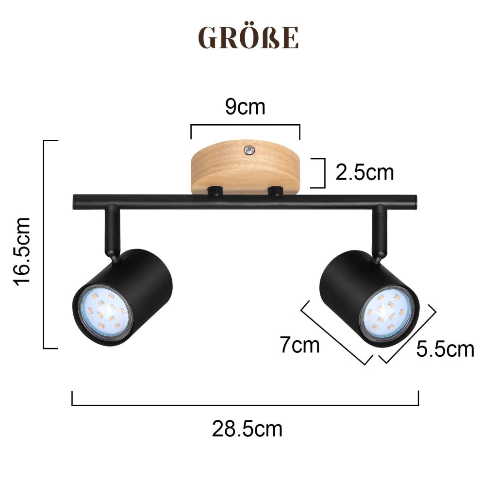 ZMH Faretto da soffitto neri moderni 2 fiamme GU10 per camera letto corridoio