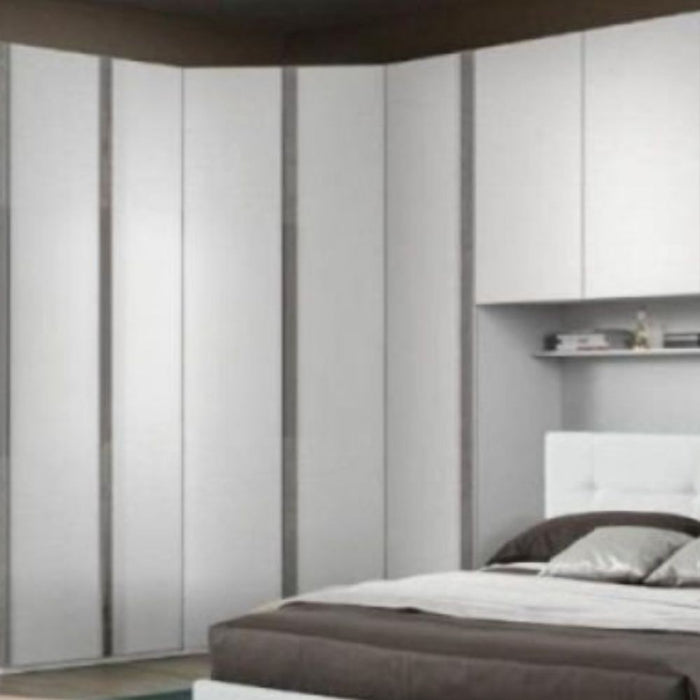 Cabina armadio angolare 2 ante Ettore 112x112x236 colore bianco frassinato