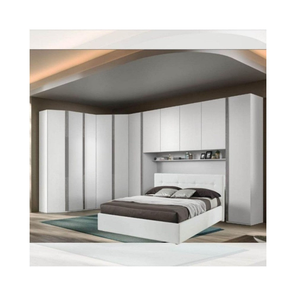 Cabina armadio angolare 2 ante Ettore 112x112x236 colore bianco frassinato