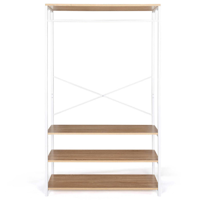 IDMarket - Cabina armadio grande L. 100 cm DETROIT design industriale legno e metallo bianco