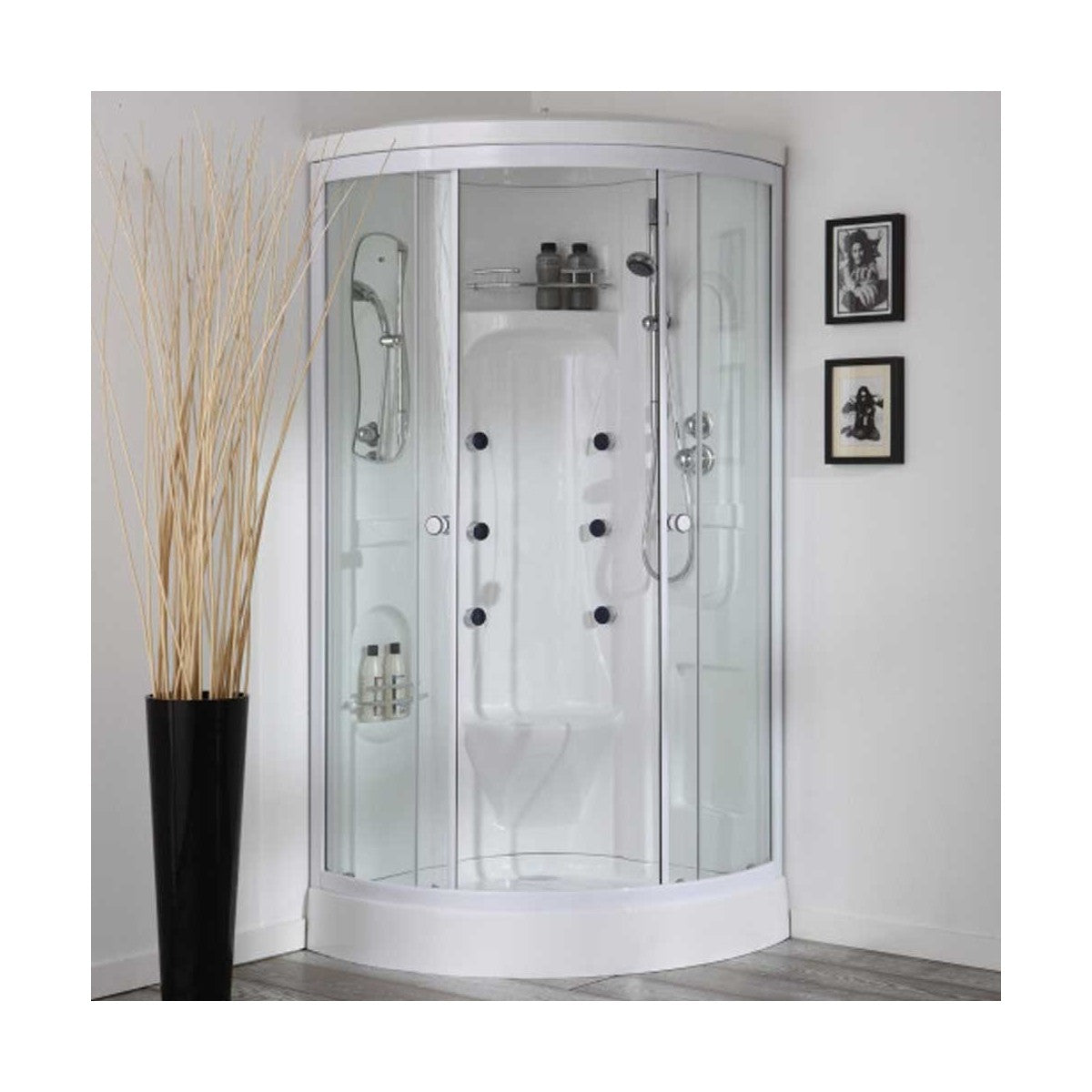 Cabina doccia multifunzione idromassaggio e bagno turco 90x90 bali, dimensioni 90x90