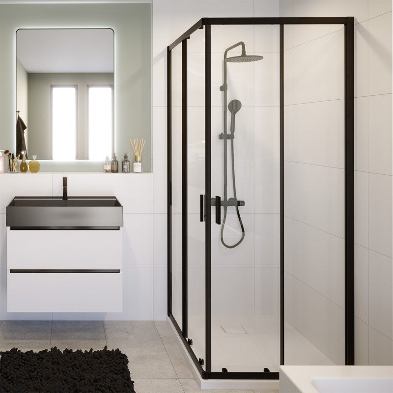 Box doccia con telaio nero con ante scorrevoli HAMAR 207 RIHO 90x90 x200cm