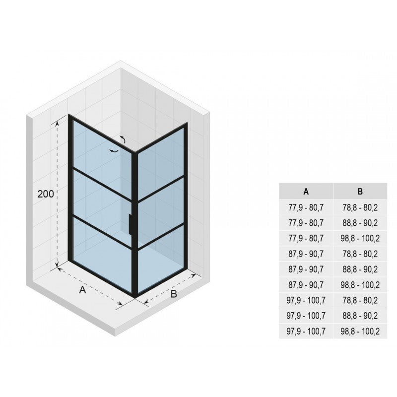 Box doccia angolare GRID 201 RIHO 90x90 x200cm