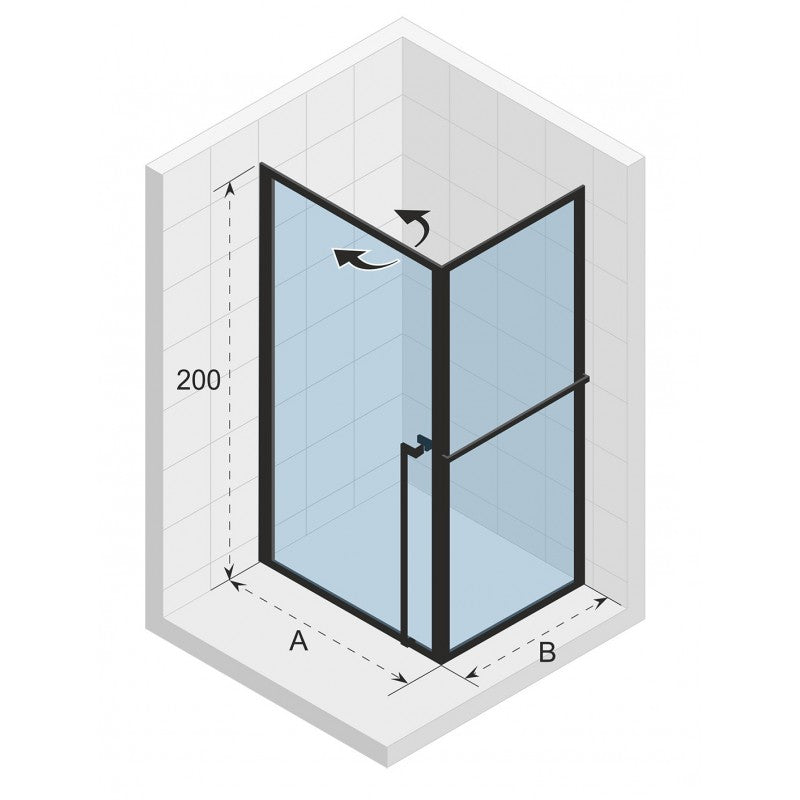 Box doccia angolare LUCID 201 RIHO 100x80 x200cm con porta a battente