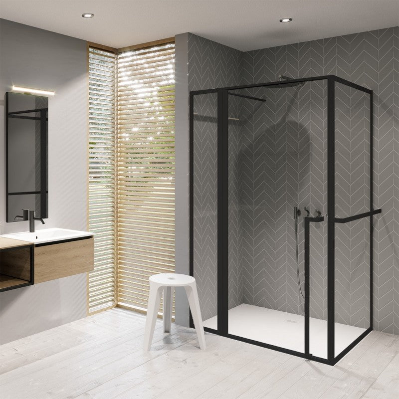 Box doccia angolare LUCID 203 RIHO 120x90 x200cm con porta a battente