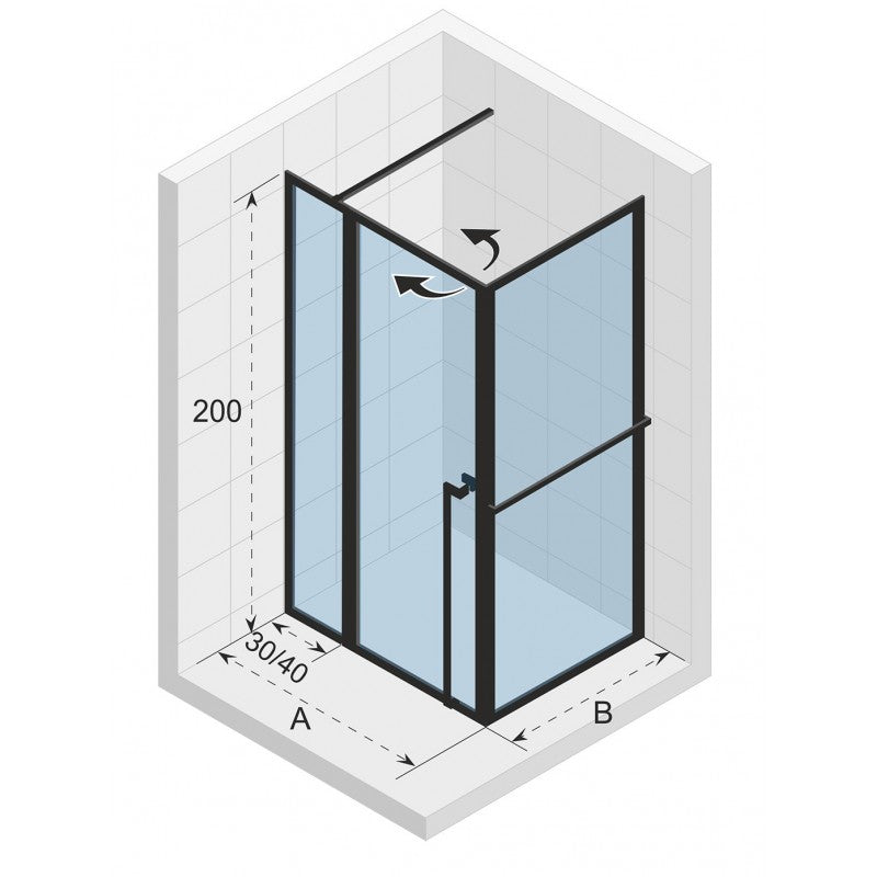 Box doccia angolare LUCID 203 RIHO 120x90 x200cm con porta a battente