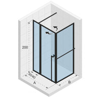 Box doccia angolare LUCID 203 RIHO 130x90 x200cm con porta a battente