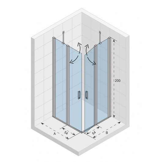 NOVIK 207 RIHO cabina doccia angolare 90x90 x200cm con 2 ante a battente