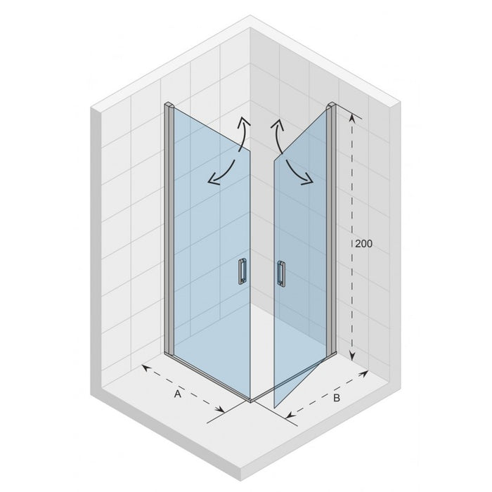 NOVIK 209 RIHO 90x100 x200cm cabina doccia angolare con 2 ante a battente