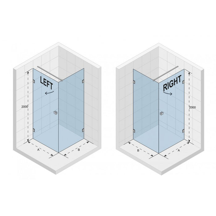Box doccia angolare sinistro SCANDIC NXT 201 RIHO 100x100 x200cm con cerniera cromata
