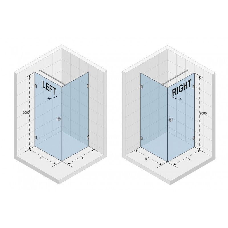 Box doccia angolare sinistro SCANDIC NXT 201 RIHO 80x100 x200cm con cerniera cromata
