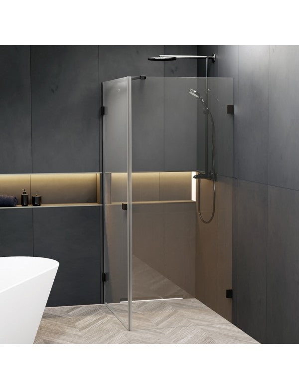 Box doccia angolare sinistro SCANDIC NXT 201 RIHO 90x80 x200cm con cerniera nera