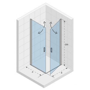 NOVIK 209 RIHO Box Doccia Angolare 80x100 x200cm con 2 Ante A Battente