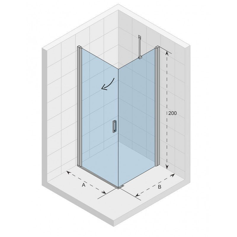 NOVIK 201 RIHO Box Doccia Angolare 80x80 x200cm con Porta Battente
