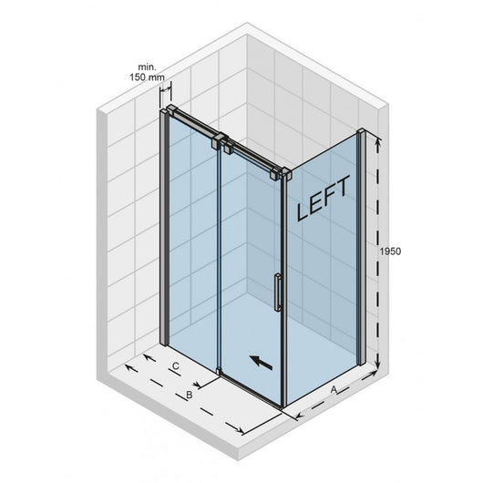 Box doccia angolare sinistro OCEAN 203 RIHO 140x80 x195cm con porta scorrevole