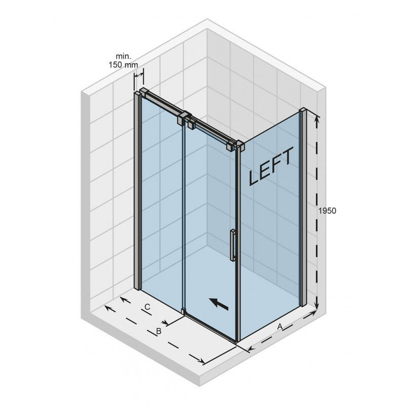 Box doccia angolare sinistro OCEAN 203 RIHO 140x80 x195cm con porta scorrevole