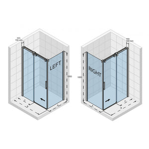 Box doccia angolare sinistro OCEAN 203 RIHO 100x80 x195cm con porta scorrevole