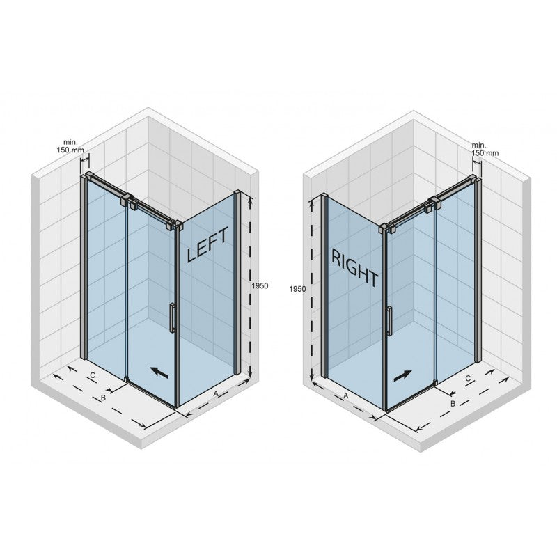OCEAN 203 RIHO 120x100 x195cm box doccia angolare destro con porta scorrevole