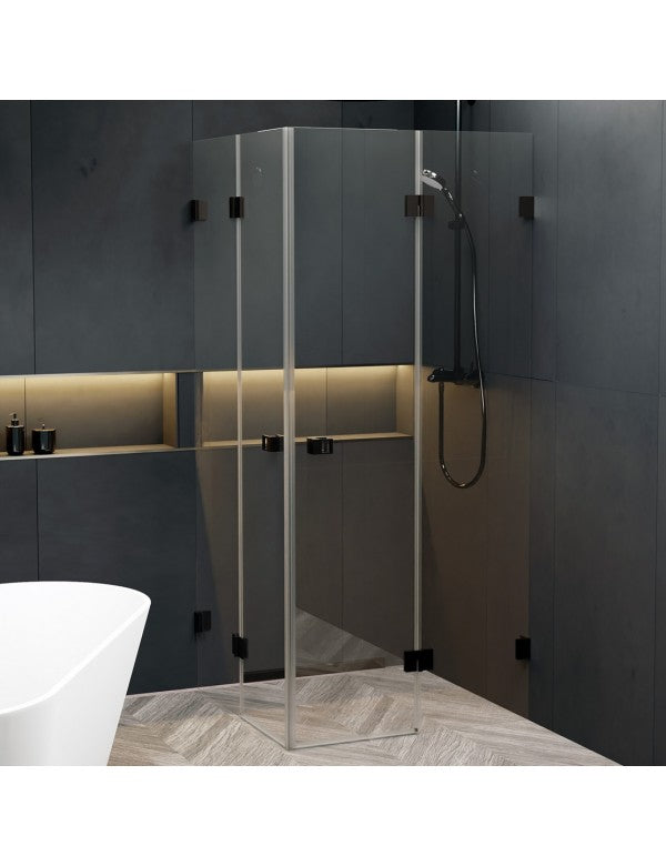 Box doccia angolare SCANDIC NXT 207 RIHO 90x90 x200cm con cerniera nera