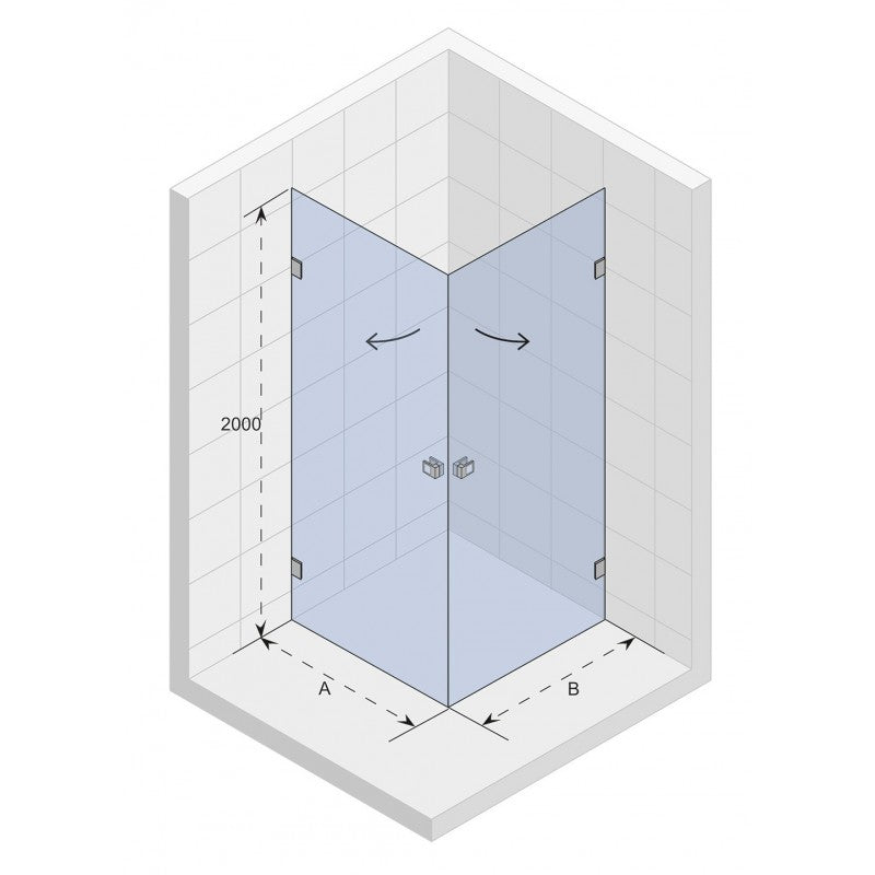 Box doccia angolare SCANDIC NXT 209 RIHO 100x90 x200cm con cerniera nera