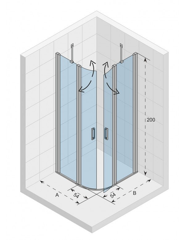 NOVIK 309 RIHO 90x90 x200cm 1/4 cerchio cabina doccia con ante a battente