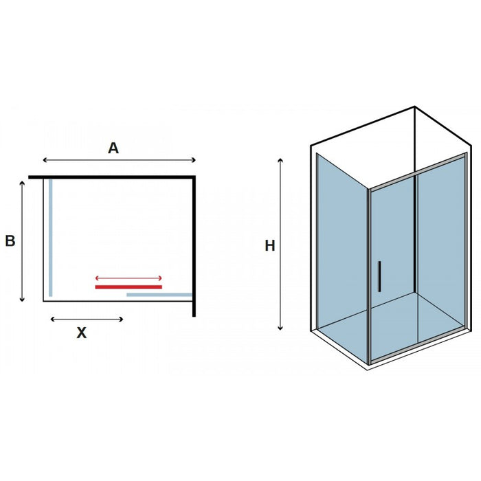 Box doccia LEA 400 100x70 x200 cm profilo cromato