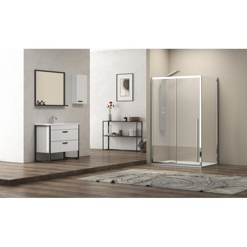 Box doccia SANTORINI 400 130x90 x200 cm profilo grigio