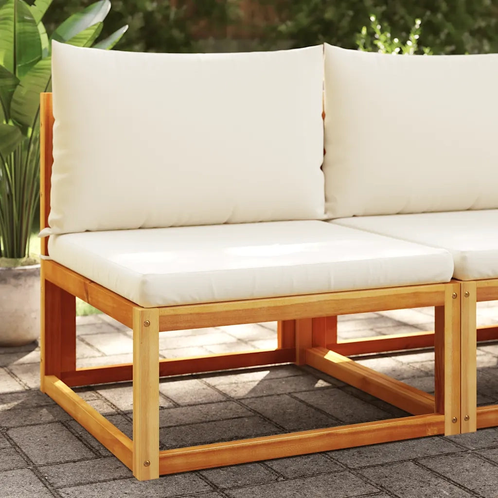 Divano da giardino senza braccioli con cuscini in legno di acacia e rattan 4008169