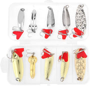 Pescatoio Metallico a 10 Stuks - Lure Metallica - Acciaio Inox - Acciaio Alto in Carbonio - Treble Hook - Scatola di Riposo - Pescatoio