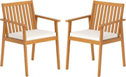 Set 2 Sedie da Giardino, Poltrone in Legno di Acacia per Esterno, con Cuscino, per Giardino Patio Cortile, Portata 180 kg, 64 x 59 x 86 cm (Giallo Teak)