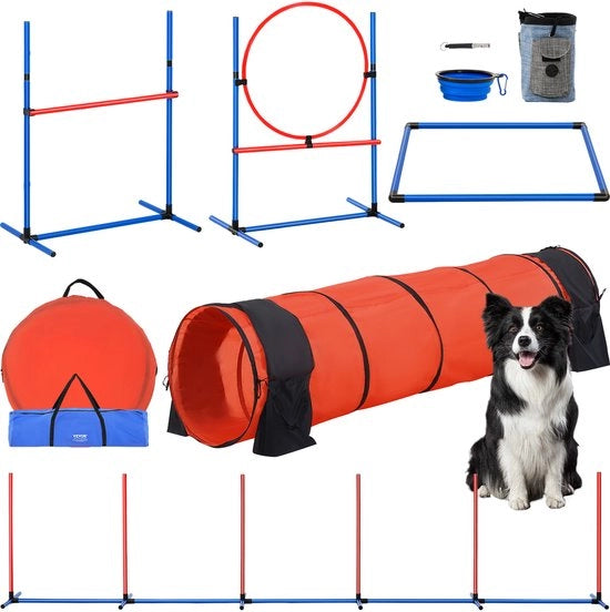 Set di Allenamento per Cani in 5 Pezzi con Ostacoli e Tunnel Esteso