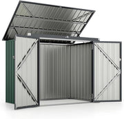 Casetta per Spazzatura Esterna, Capanno da Giardino Bloccabile con Doppie Aperture, 2 Porte e Struttura in Metallo Zincato, Ripostiglio per Patio e Cortile (Verde)