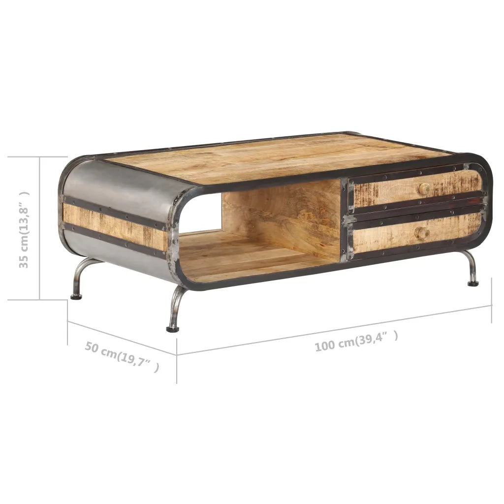 Tavolino da Salotto 100x50x35 cm in Legno Massello di Mango 247804