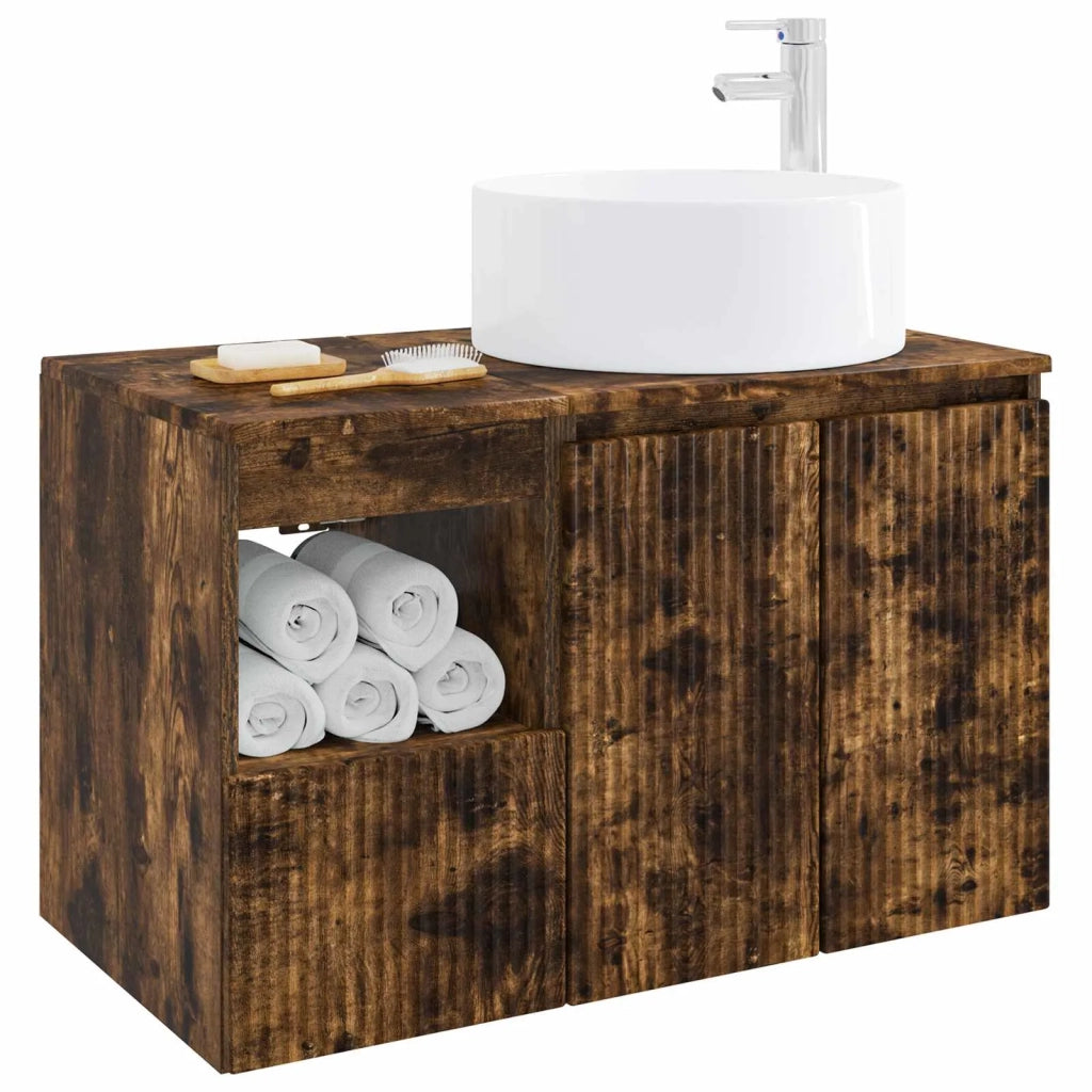Set di mobili per il bagno 2 pz Rovere Fumo 3404109