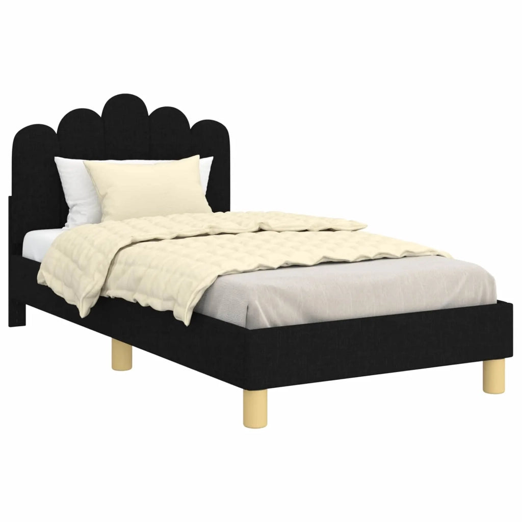 Struttura letto bambini con testata Nero 80 x 160 cm Tessuto