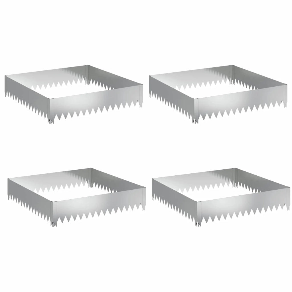 Bordura per Prato 4 pcs 100 x 100 x 20 cm Acciaio Argento 8008970