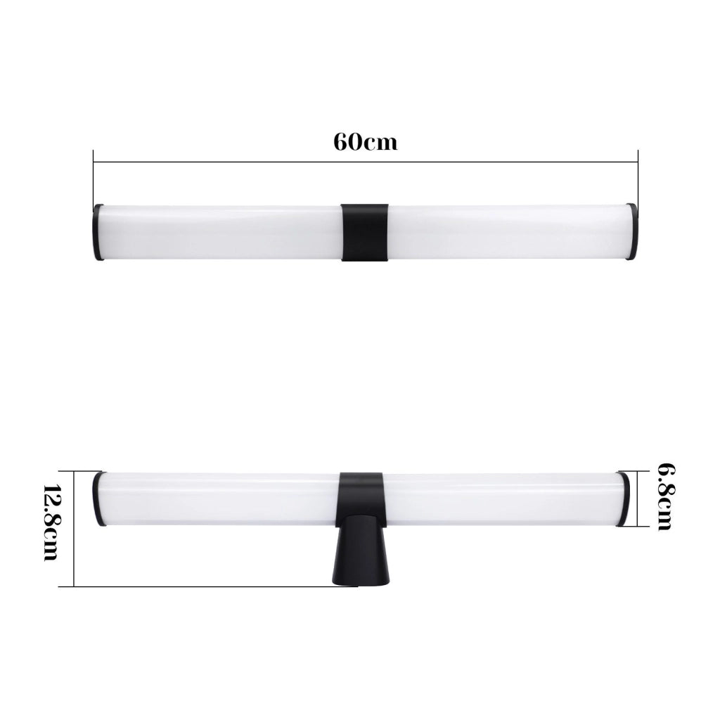 ZMH Lampada da Parete a LED per Specchio da Bagno Nera 60 cm 8 W IP44 per Camera da Letto