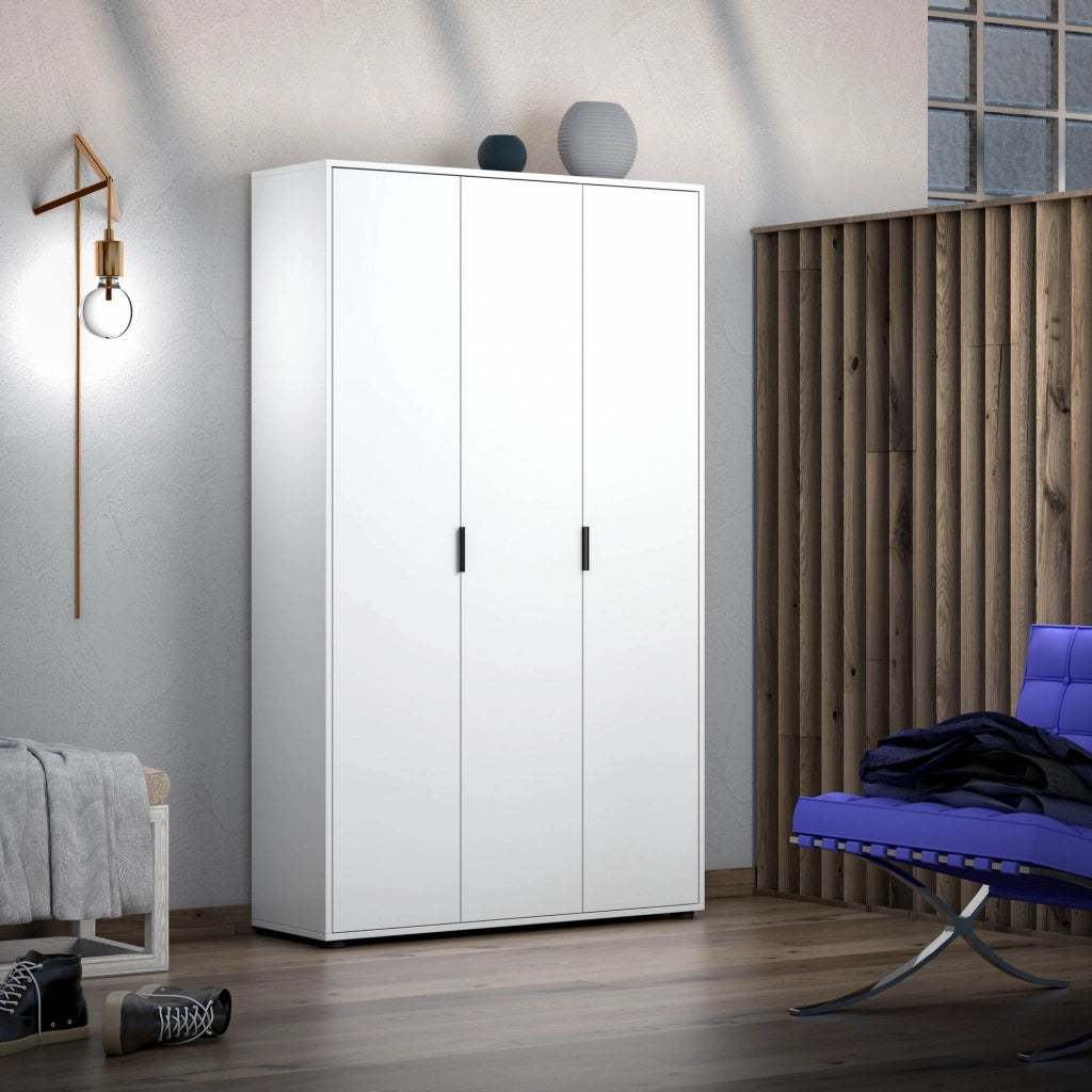 Teolo, Armadio Multiuso Grande Cassetti Made in Italy, 106.9x180h cm Bianco Lucido