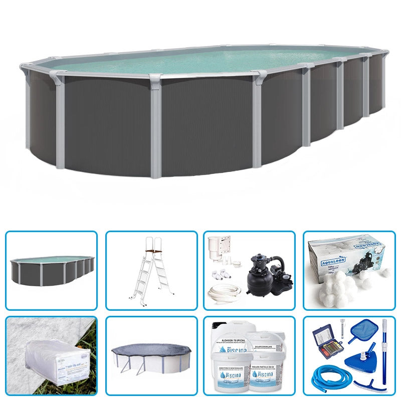 Piscina Fuori Terra Steeldesign Omega - 9,15 X 4,60 X H.1,32 M - Kit Pro