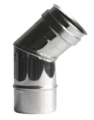 CANNA FUMARIA TUBO CURVA ACCIAIO INOX AISI 304 Monoparete 45°  -TUTTE LE MISURE- ø150