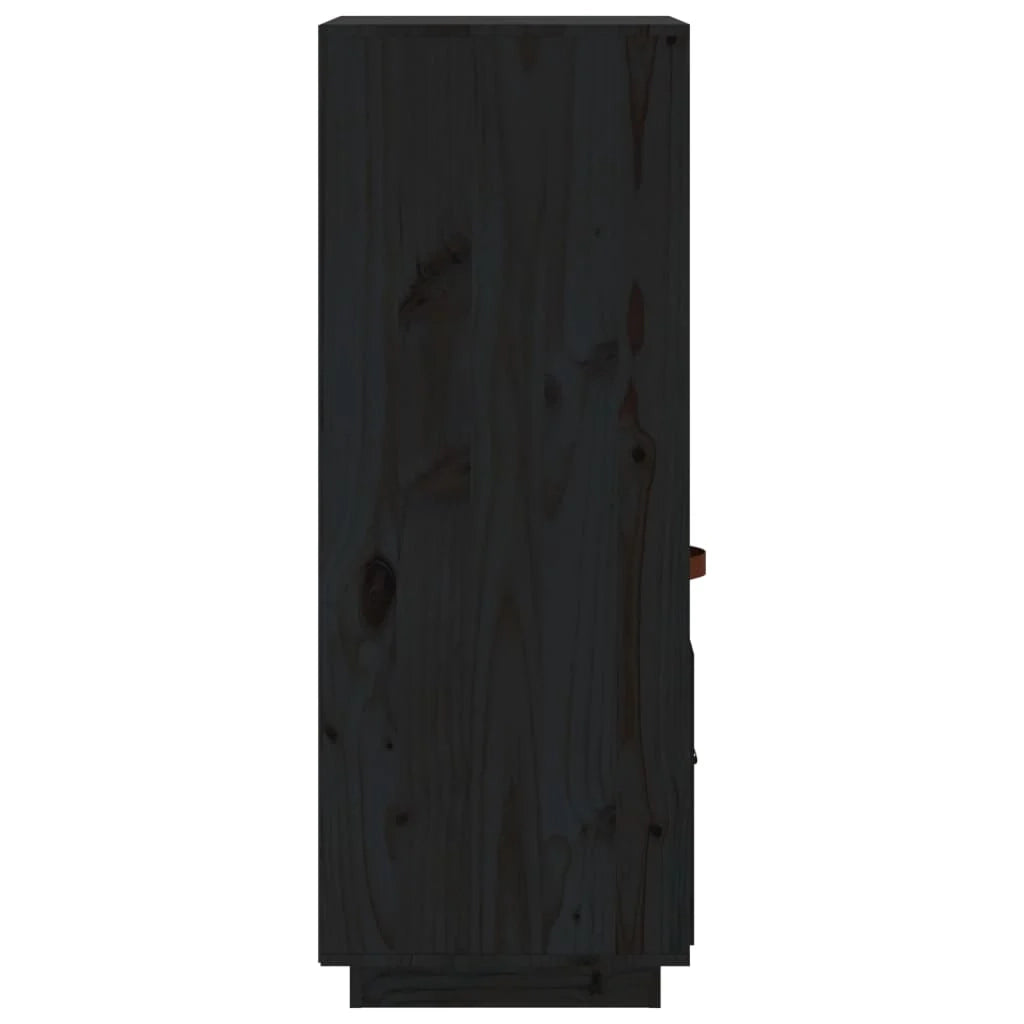 Buffet credenza cassettiera armadio mobile contenitore organizer cucina soggiorno salotto alto 34 x 40 x 108,5 cm legno massello di pino nero 02_0034910