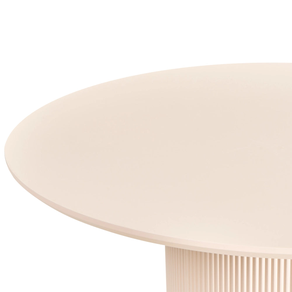 Tavolo da pranzo moderno rotondo ⌀ 120 cm Industrial Gamba a coste MDF Beige chiaro