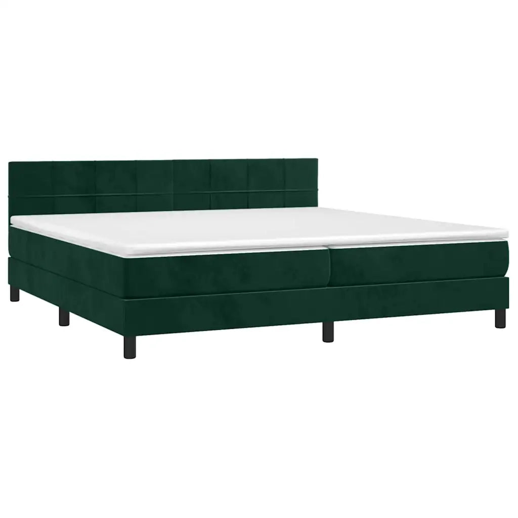 Letto a Molle con Materasso e LED Verde Scuro 200x200cm Velluto cod mxl 64106