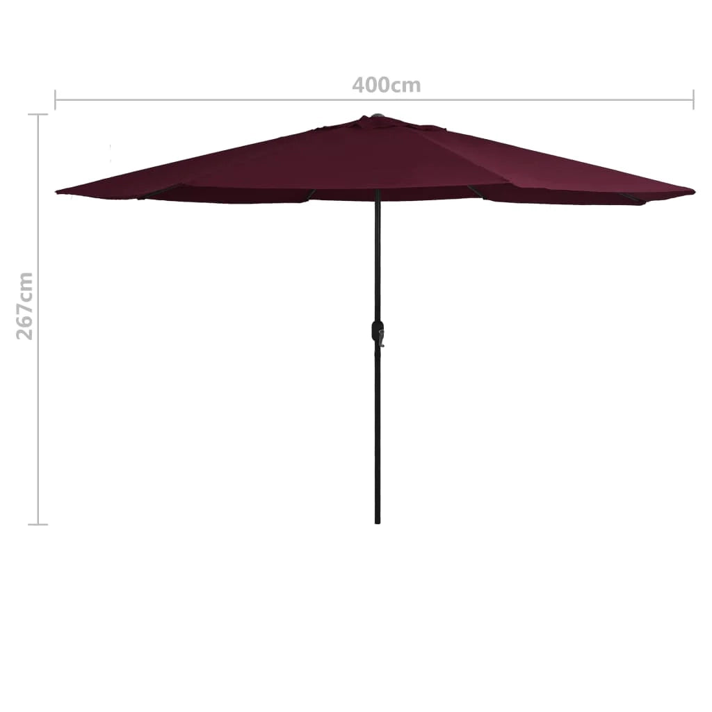 Ombrellone da esterno con palo in metallo 400 cm rosso bordeaux 02_0008266