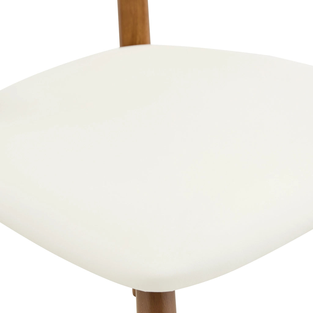 Set di 2 sedie da pranzo in legno di gomma con seduta imbottita, schienale ergonomico, bianche