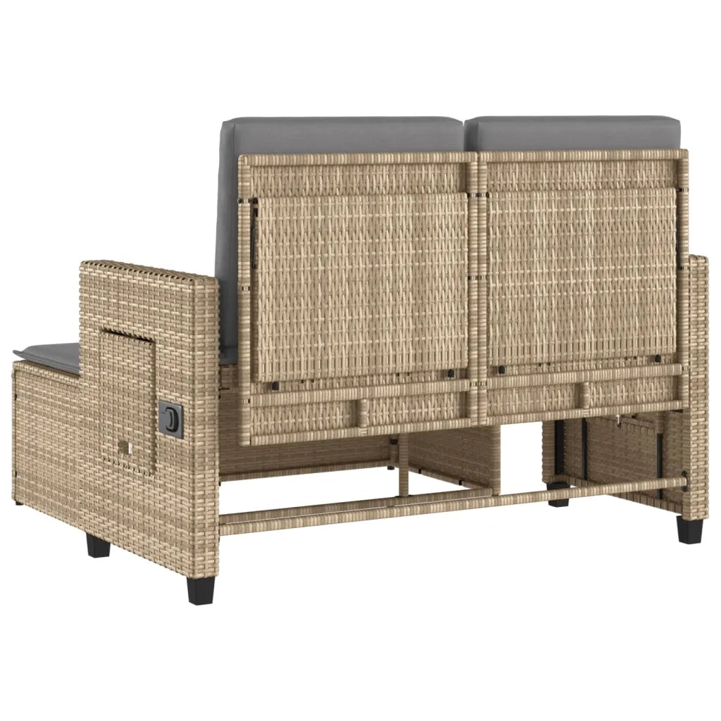 Panca Reclinabile da Giardino con Cuscini-Sgabello-Sedia da esterno Beige in Polyrattan 507799