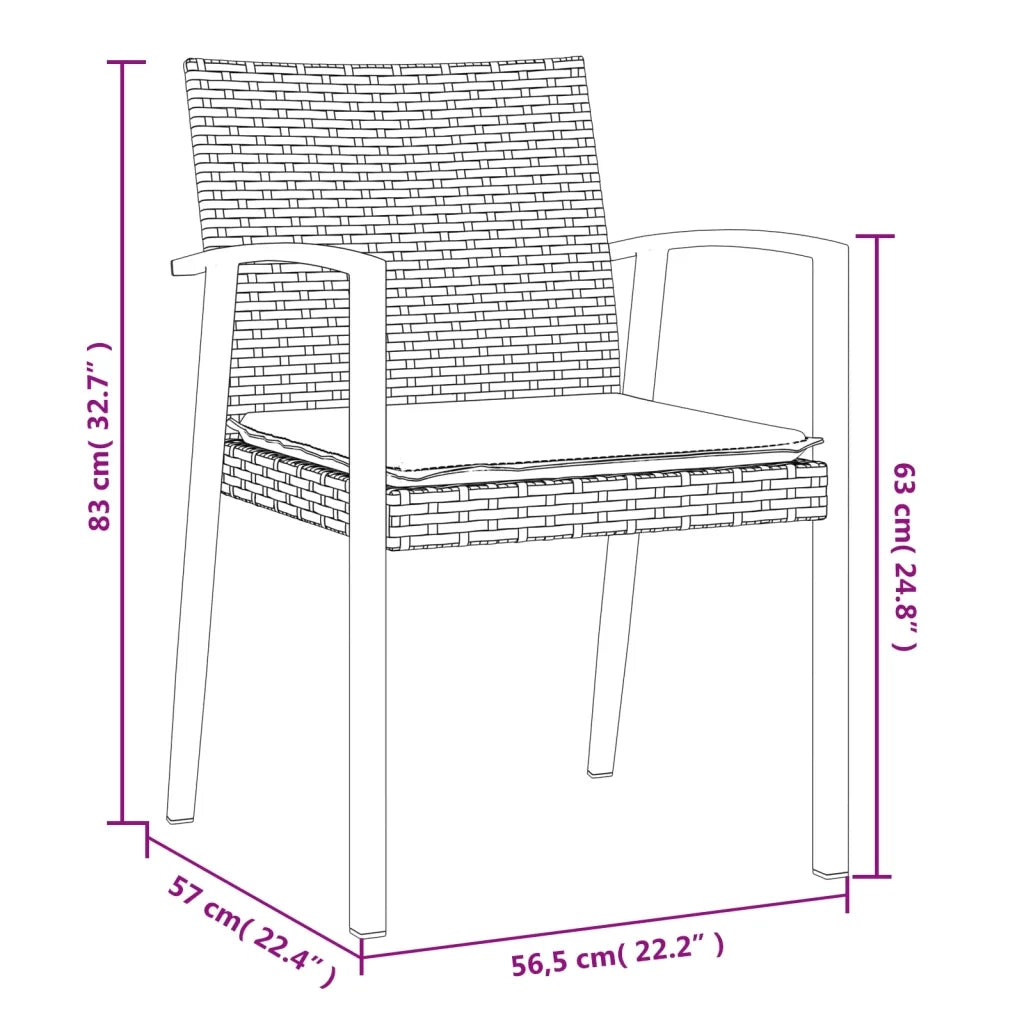 Set Pranzo da Giardino 5pz con Cuscini in Polyrattan e Acciaio 3186986