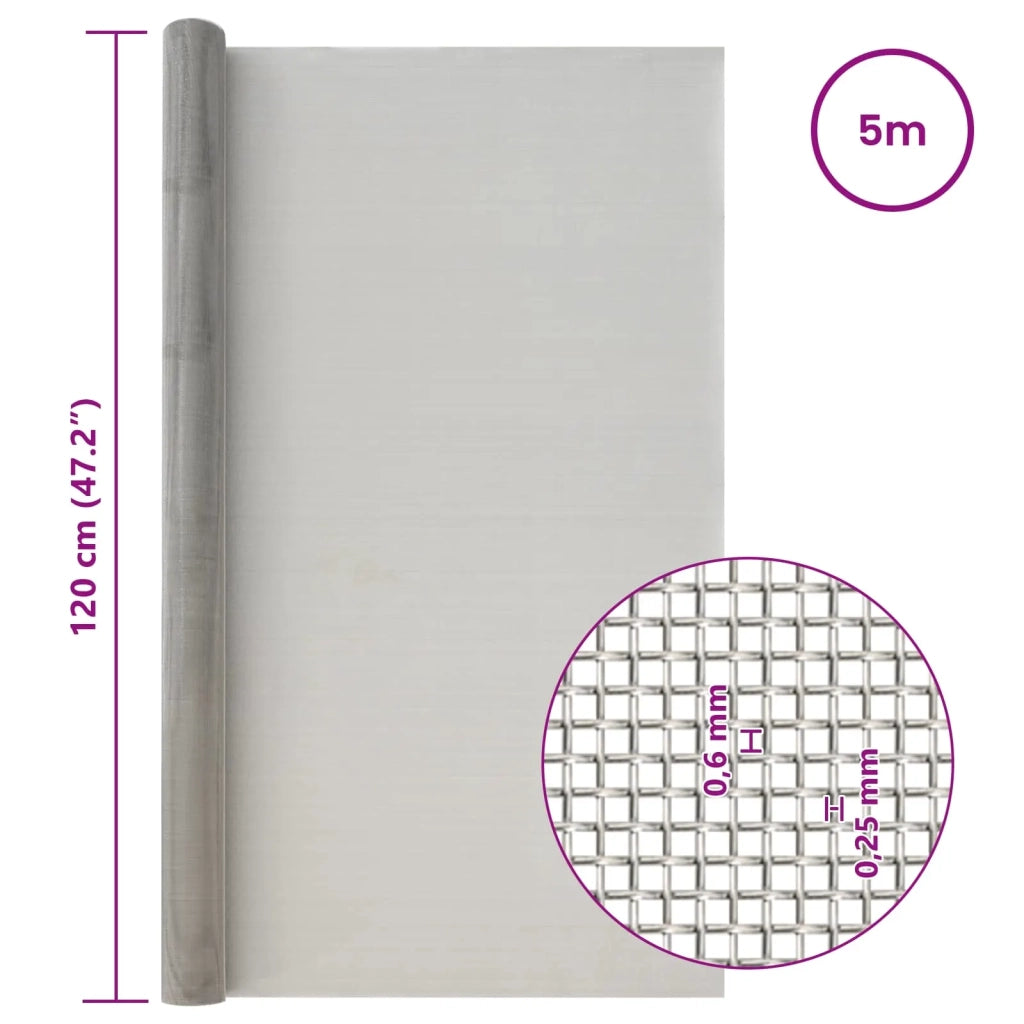 Rete per schermatura 120 x 500 cm 30 Mesh Argento 42039560