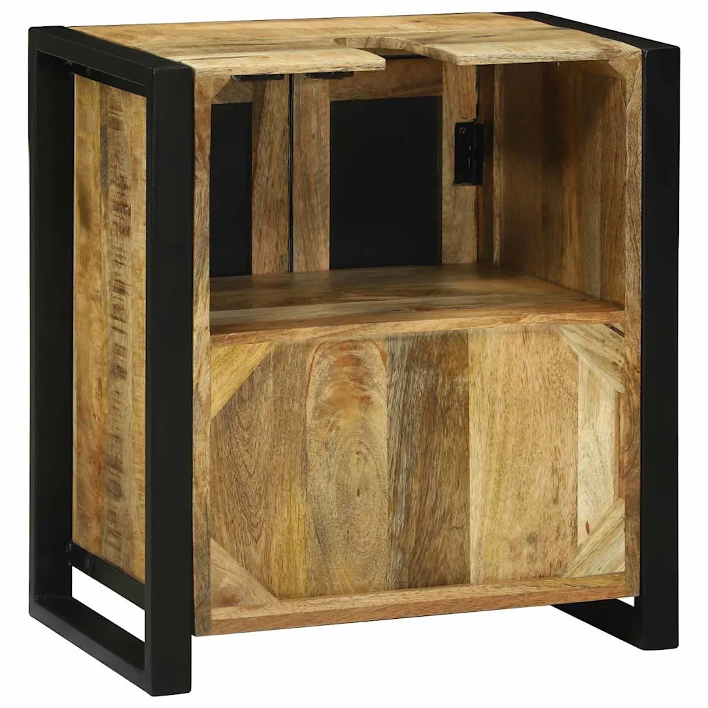 Mobile da Bagno | Armadio sottolavello con porta Marrone Legno di mango massello
